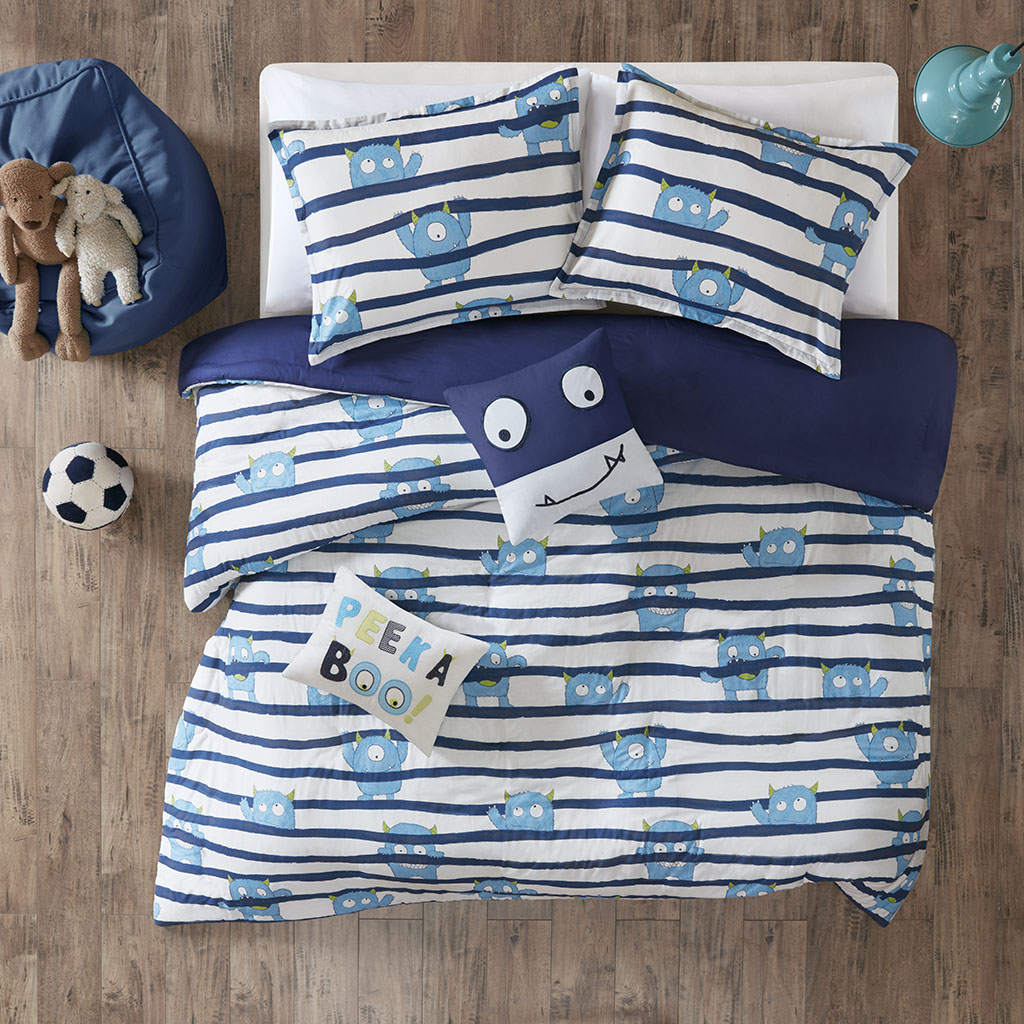 

Urban Habitat Kids - Poe Cotton Printed Duvet Cover Set - Blue - Full/Queen