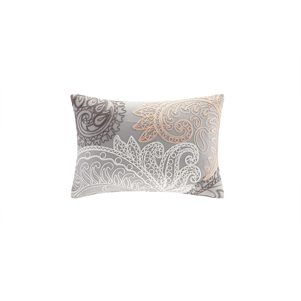 

INK+IVY - Kiran Cotton Oblong Pillow With Chain Stitch - Blush - 12x18