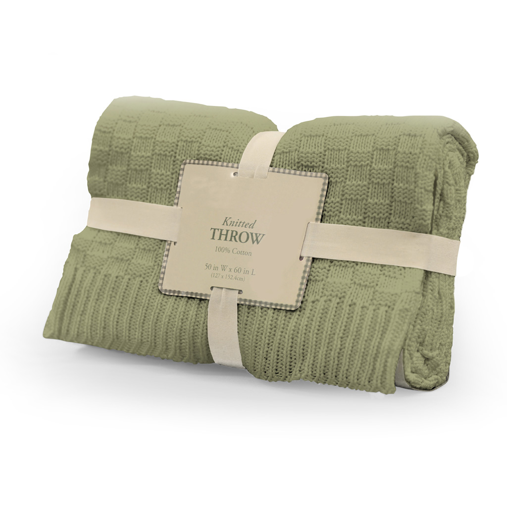 

Main Street - Cottage Knitted Throw - Green - 50x60