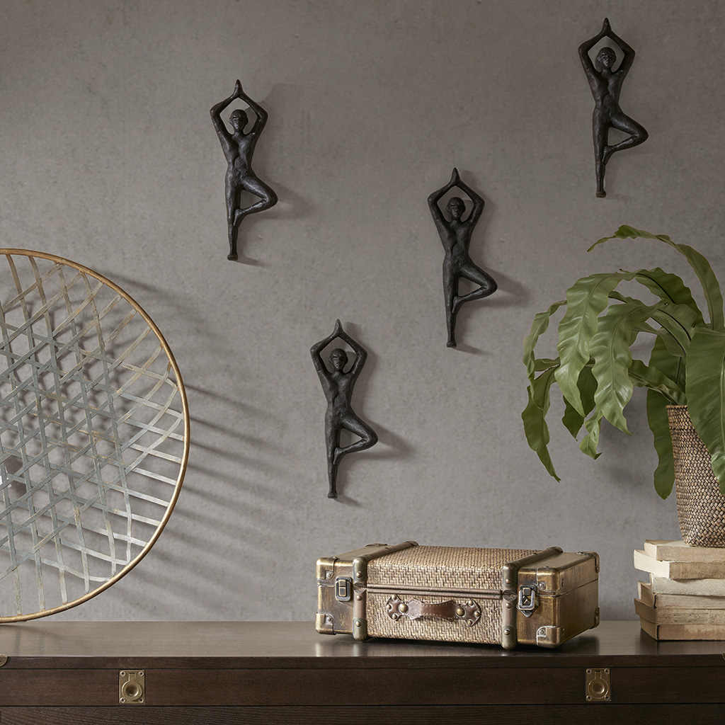 

Madison Park - Namaste Wall Decor Set of 4 - Black - See below