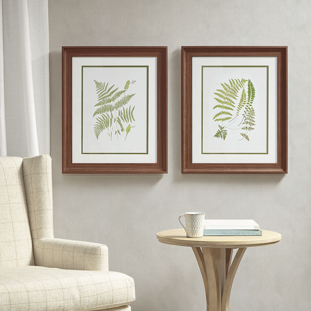 

Martha Stewart - Royal Ferns Double Mat Framed Graphic 2 Piece Set - Green - See below