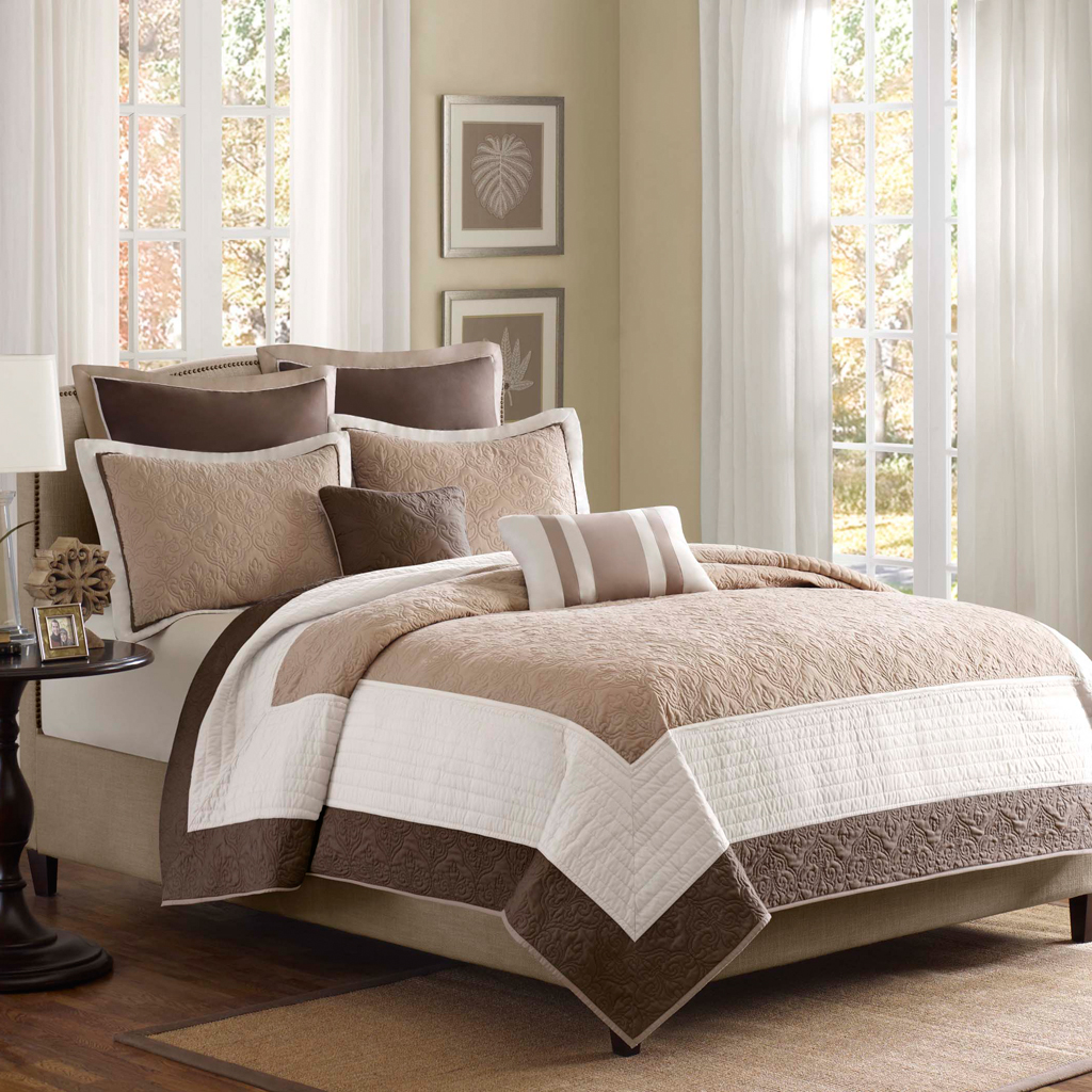 

Madison Park - Attingham 7 Piece Reversible Coverlet Set - Beige - Full/Queen