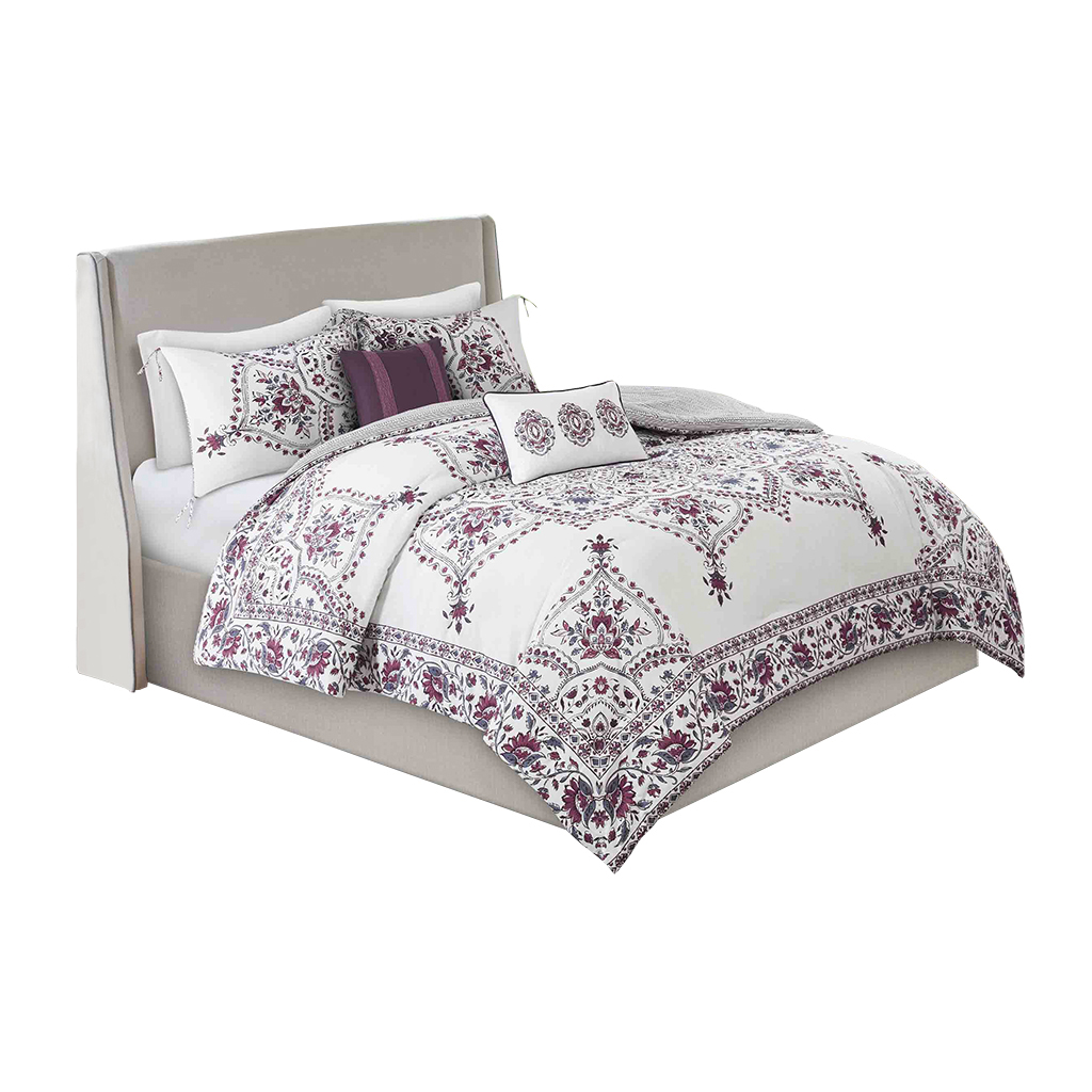 

Madison Park - Kendall 5 Piece Cotton Comforter Set - Berry - King