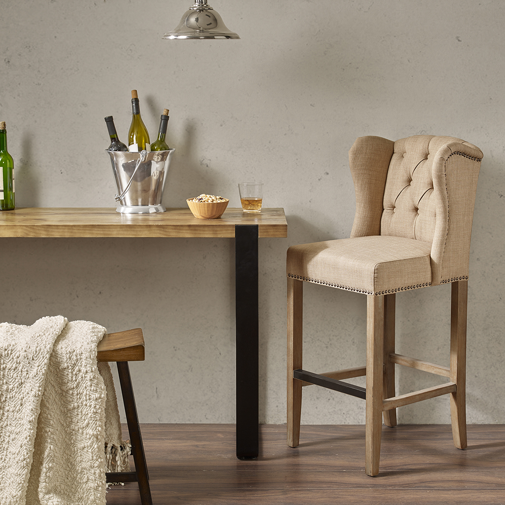 

Madison Park - Jodi Tufted Wing 30" Bar Stool - Sand - See below