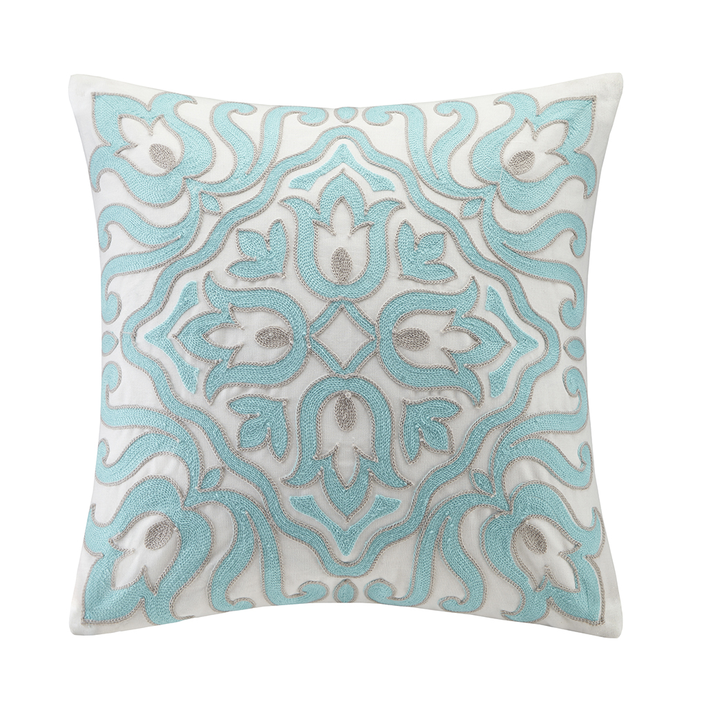 

Echo Design - Cyprus embroidery Square Pillow - White - 18x18