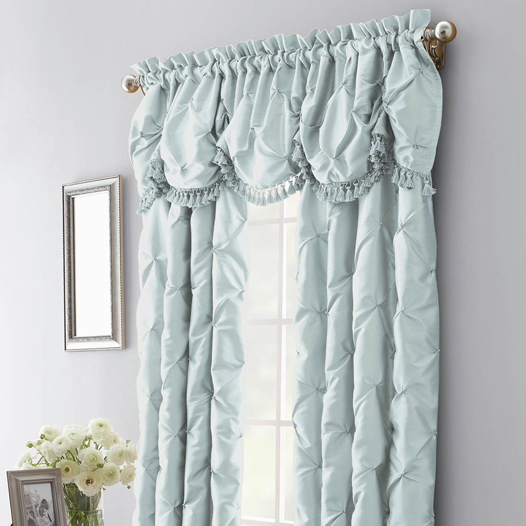 

Madison Park - Chateau Faux Silk Curtain - Blue - 95" Panel