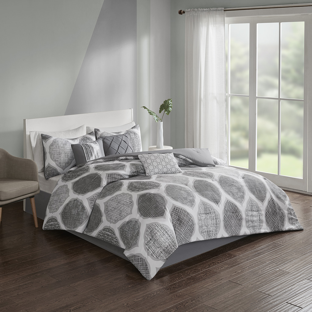 

Home Essence - Rebecca 7 Piece Comforter Set - Grey - Queen