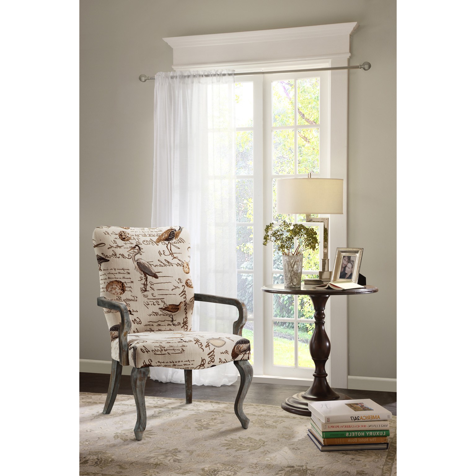 

Madison Park - Arnau Goose Neck Arm Chair - Ivory Multi - See below