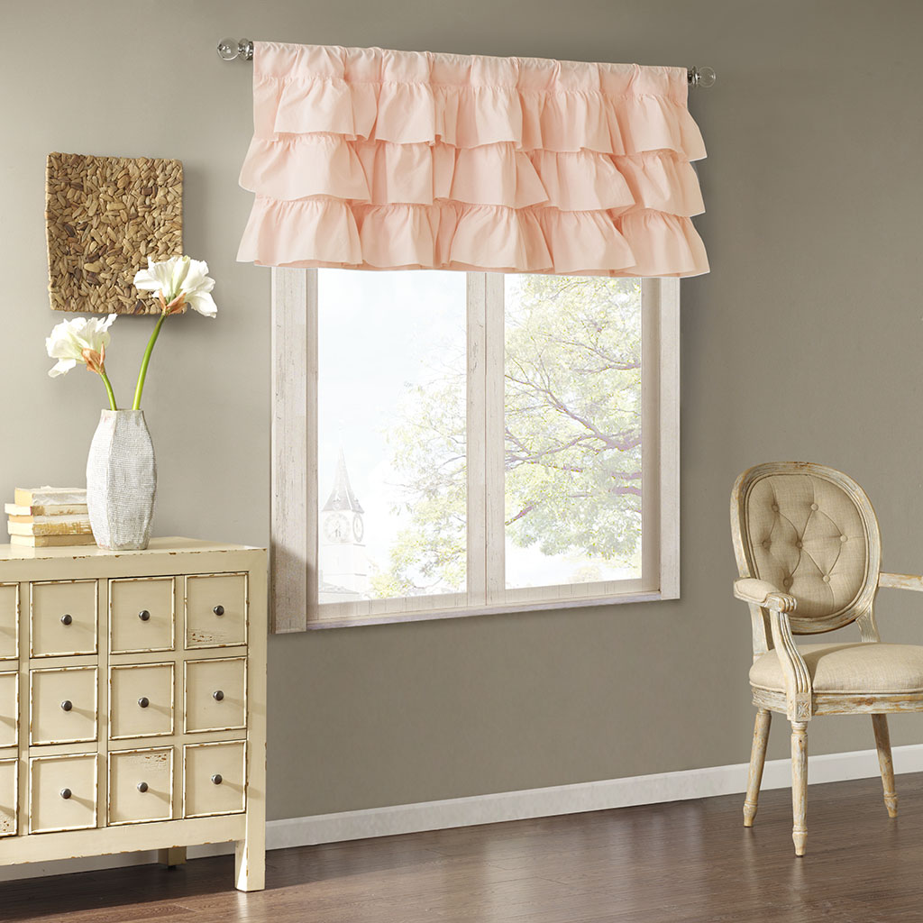 

Madison Park - Anna Cotton Oversized Ruffle Valance - Pink - 50x18