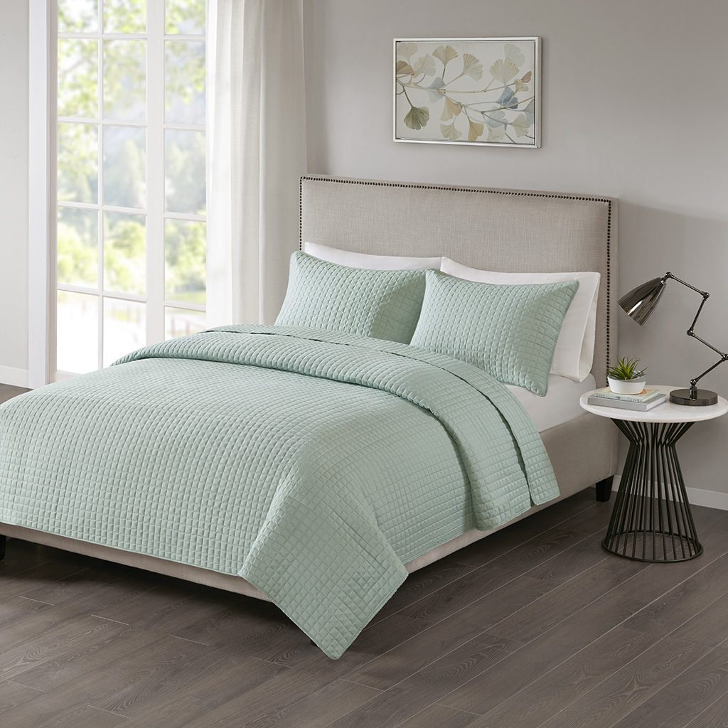 

510 Design - Otto 3 Piece Reversible Coverlet Set - Seafoam - Full/Queen