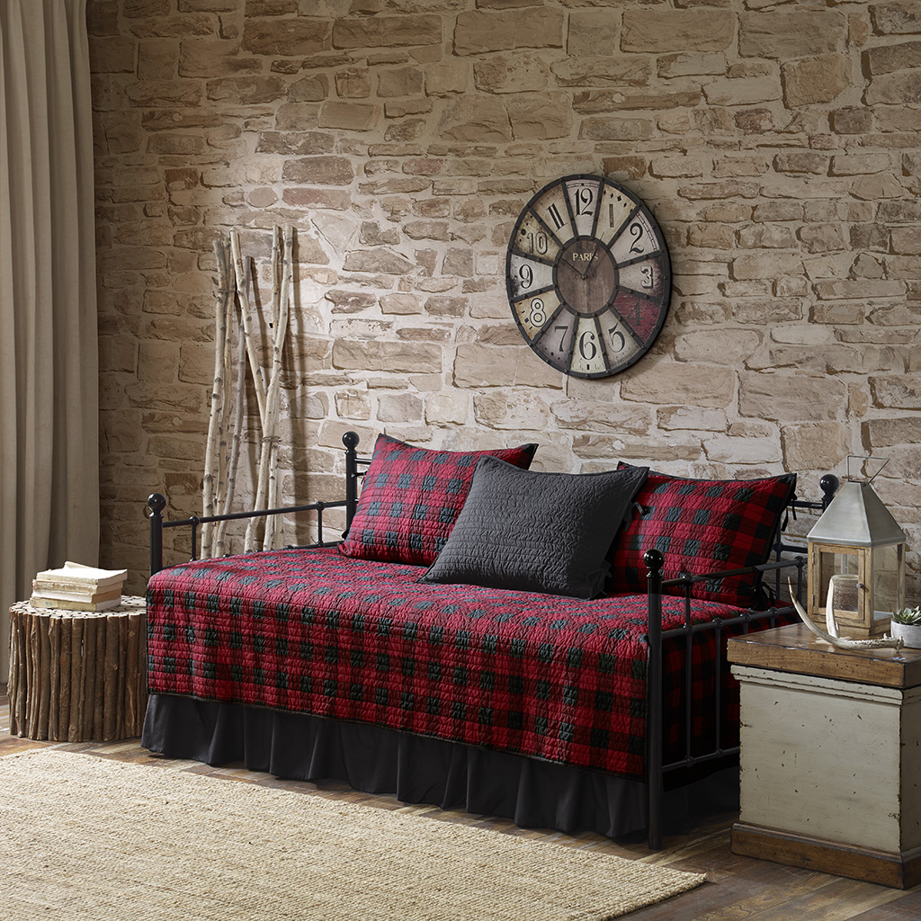 

Woolrich - Buffalo Check 5 Piece Day Bed Cover Set - Red - Daybed