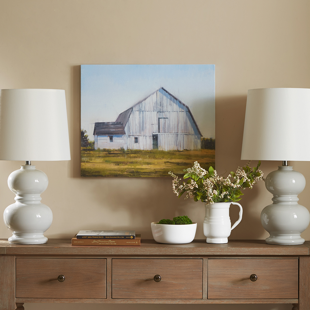 

Madison Park - Old White Barn Gel Coat Canvas - Multi - See below