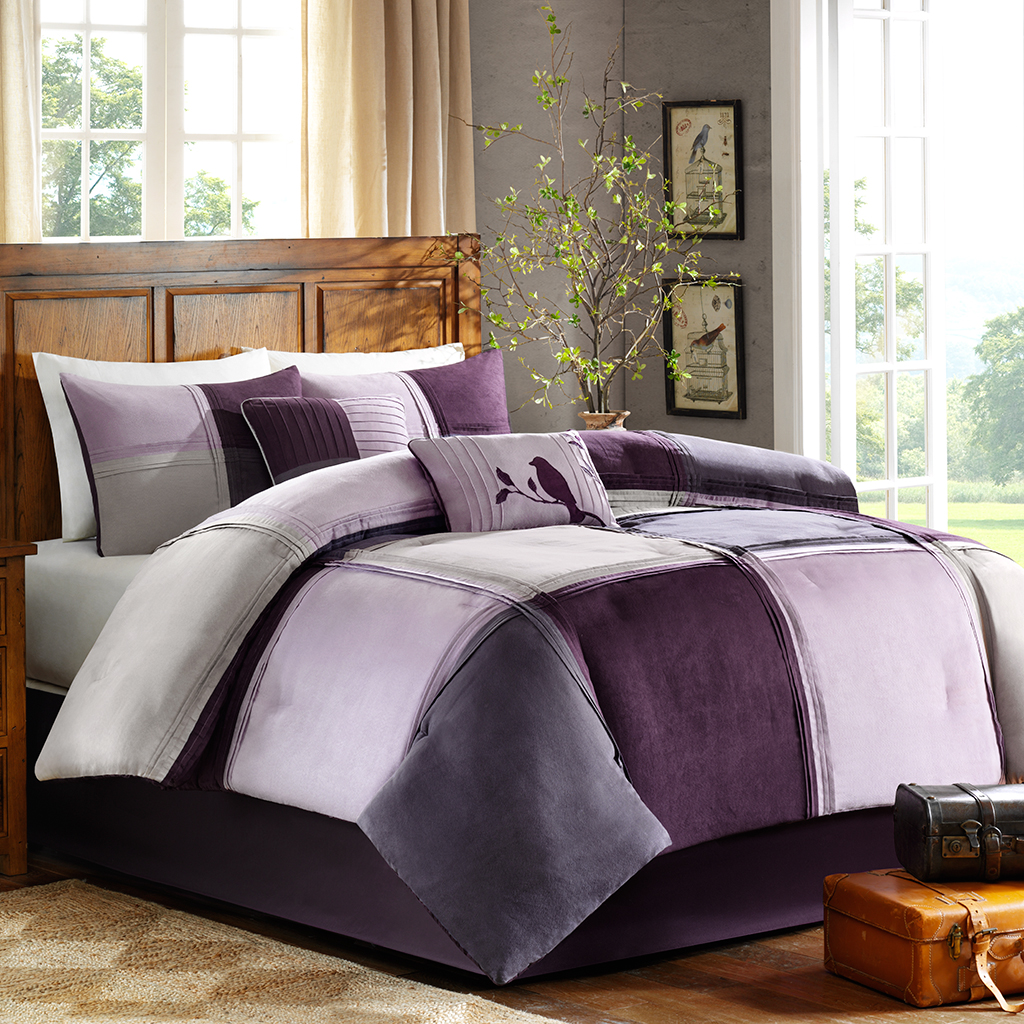 

Avenue 8 - Patty Block Comforter Set - Purple - Full