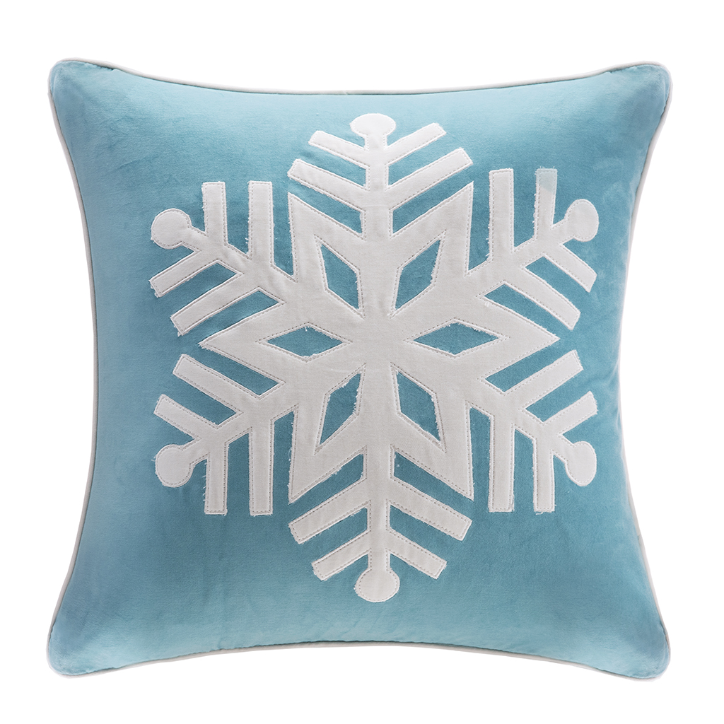 

Madison Park - Velvet Snowflake Square Pillow - Blue/Ivory - 20x20