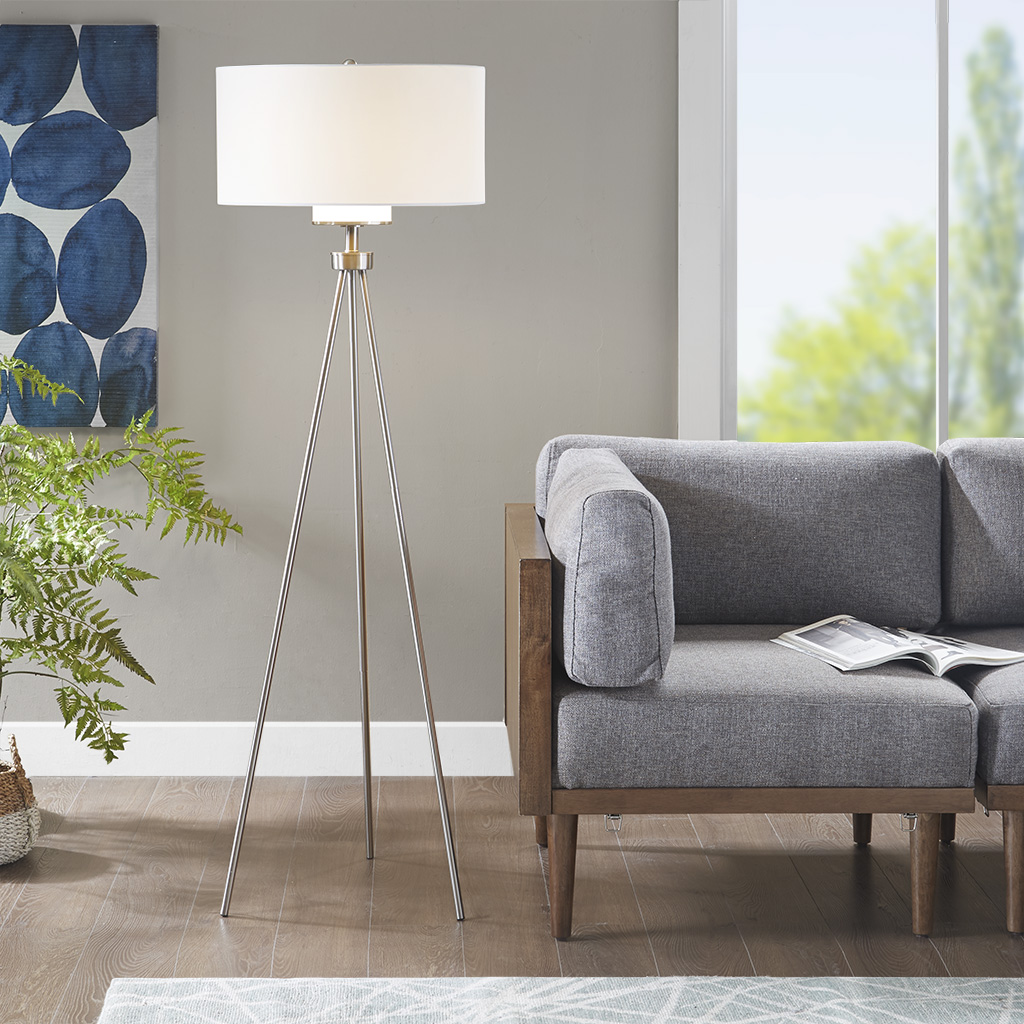 

INK+IVY - Pacific Tripod Floor Lamp - Silver - See below
