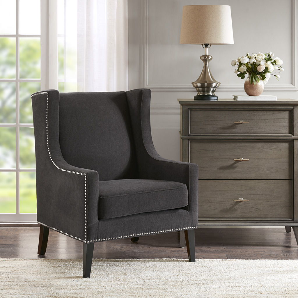 

Madison Park - Barton Wing Chair - Charcoal - See below