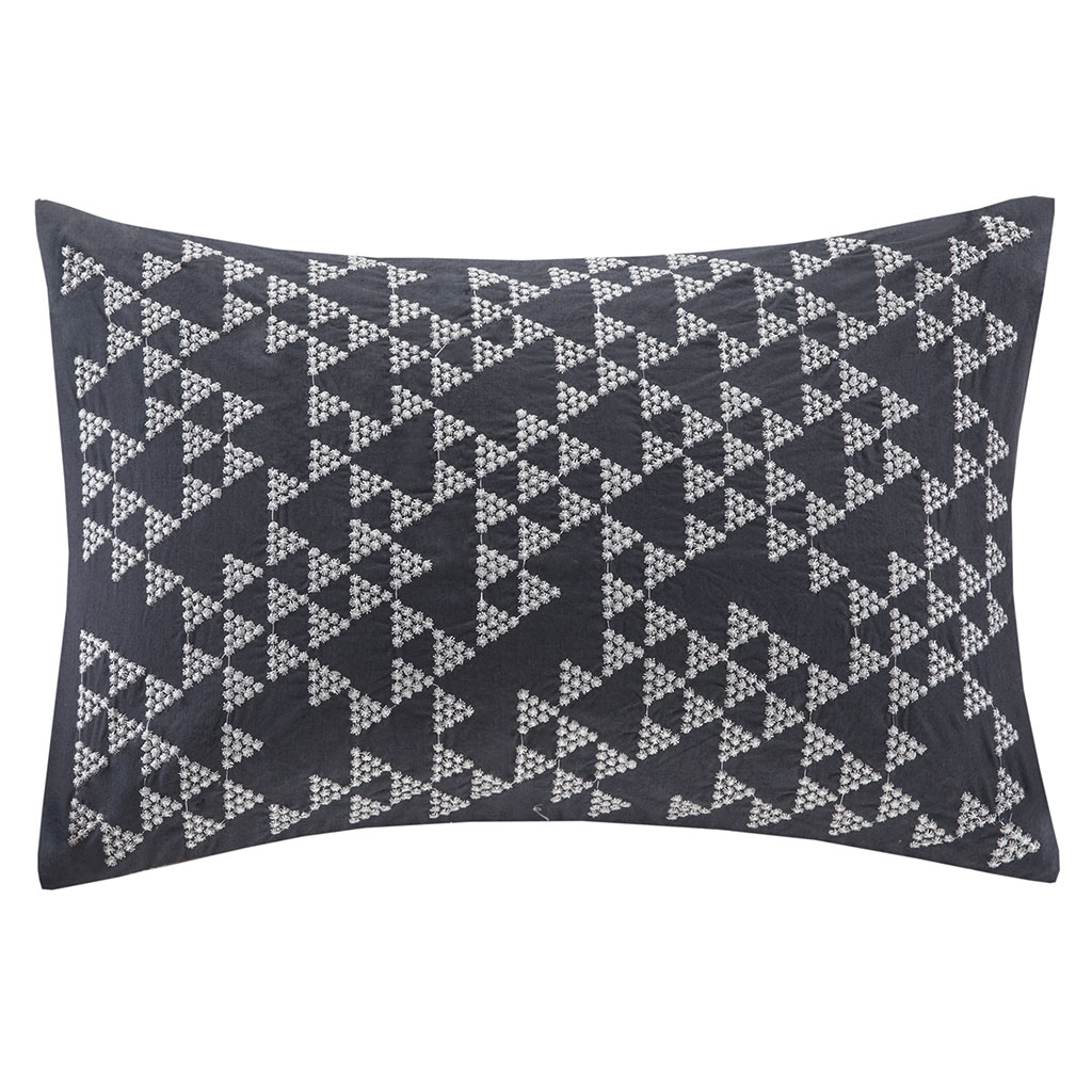 

INK+IVY - Thea Embroidered Oblong Pillow - Navy - 12x18