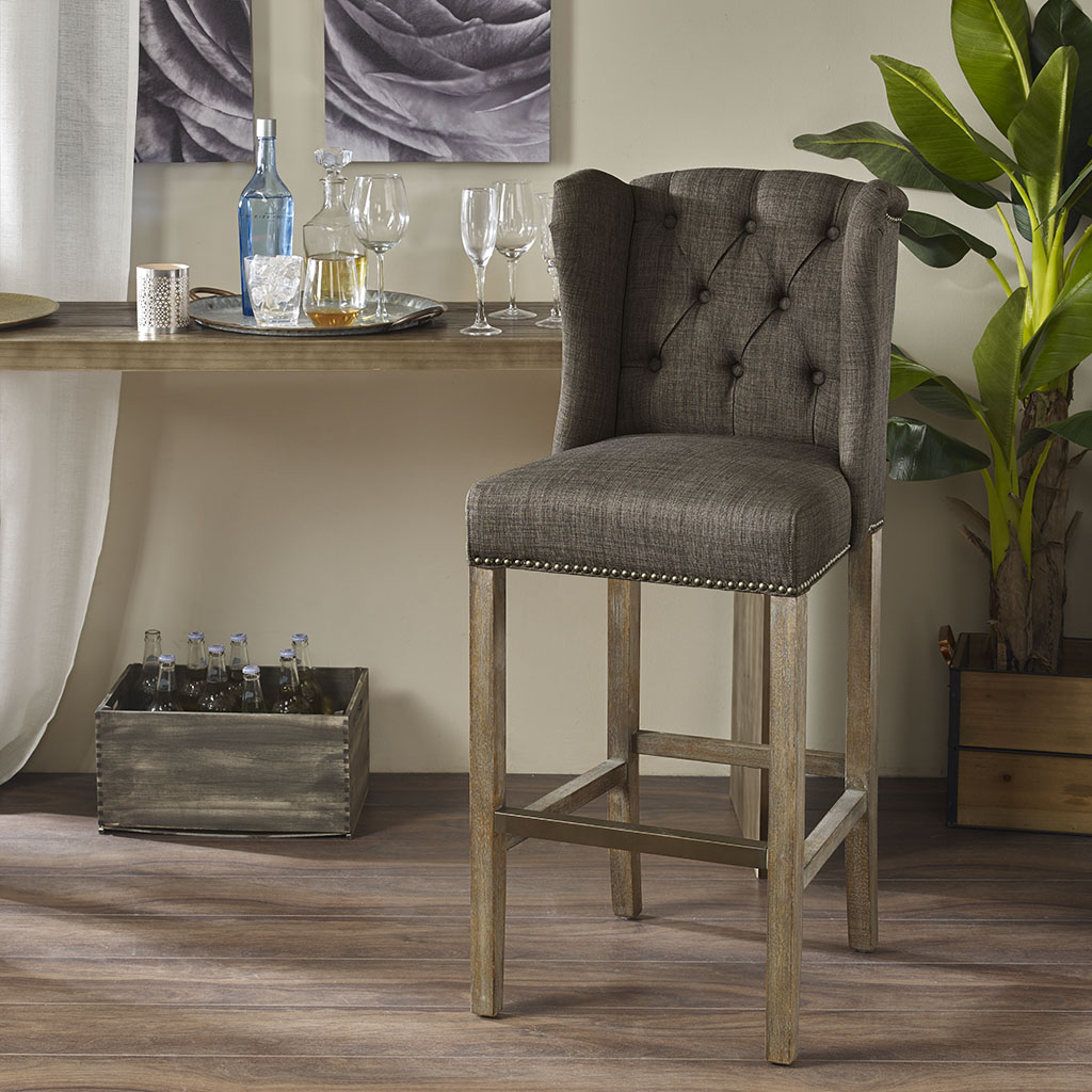 

Madison Park - Jodi Tufted Wing 30" Bar Stool - Charcoal - See below