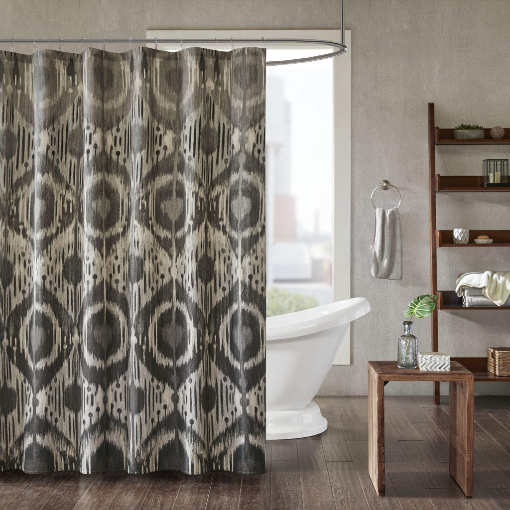 

INK+IVY - Orissa Cotton Printed Shower Curtain - Grey - 72x72