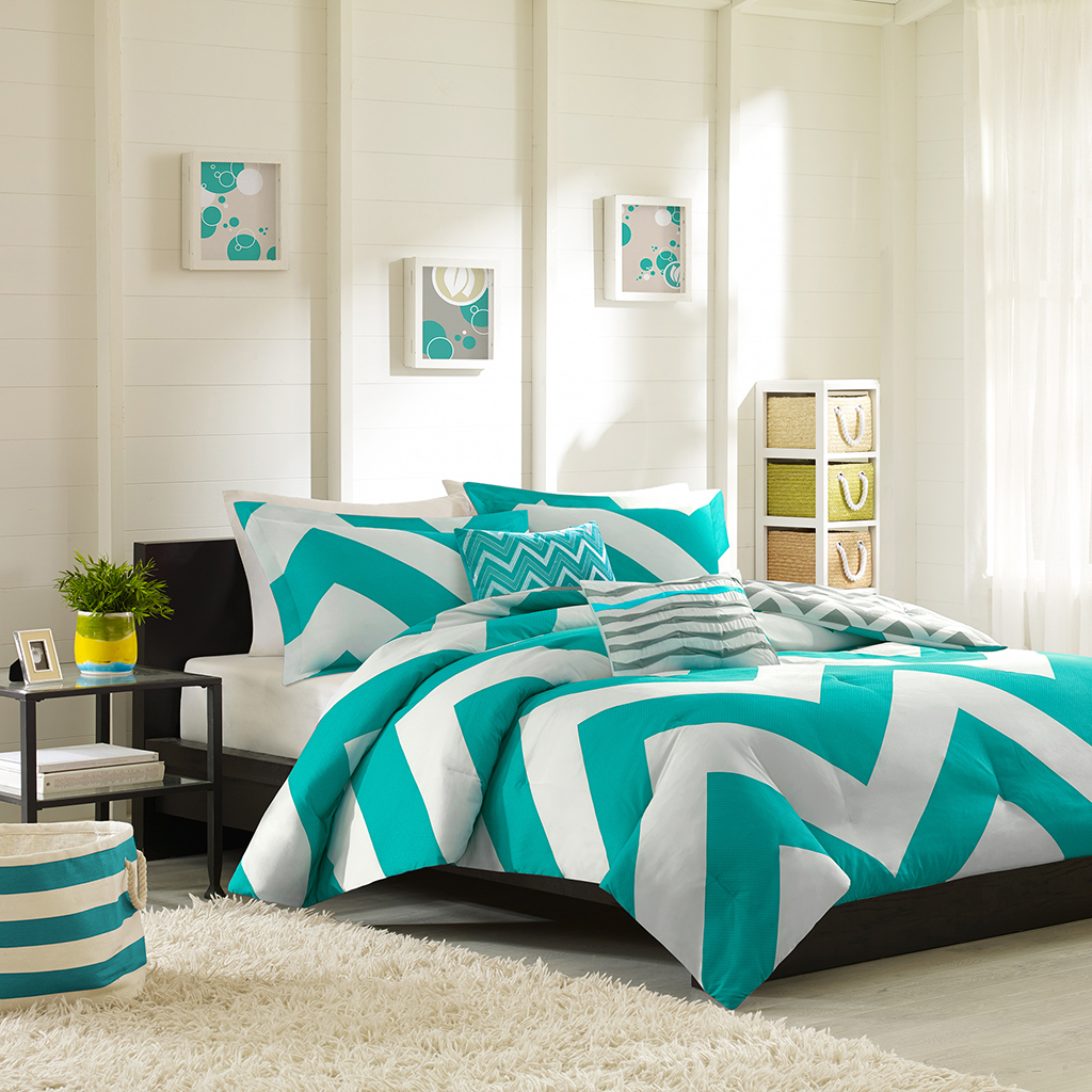 

Mi Zone - Libra Comforter and Decorative Pillows Set - Blue - Full/Queen