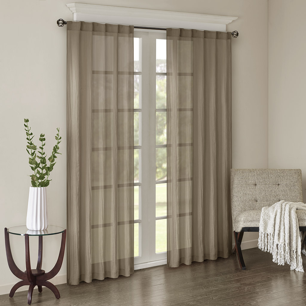 

Madison Park - Harper Solid Crushed Window Panel Pair - Taupe - 42" x 95