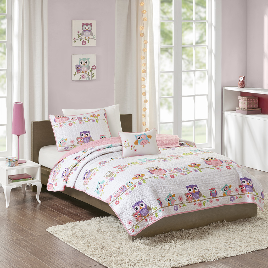 

Mi Zone Kids - Wise Wendy Reversible Coverlet Set - White - Full/Queen