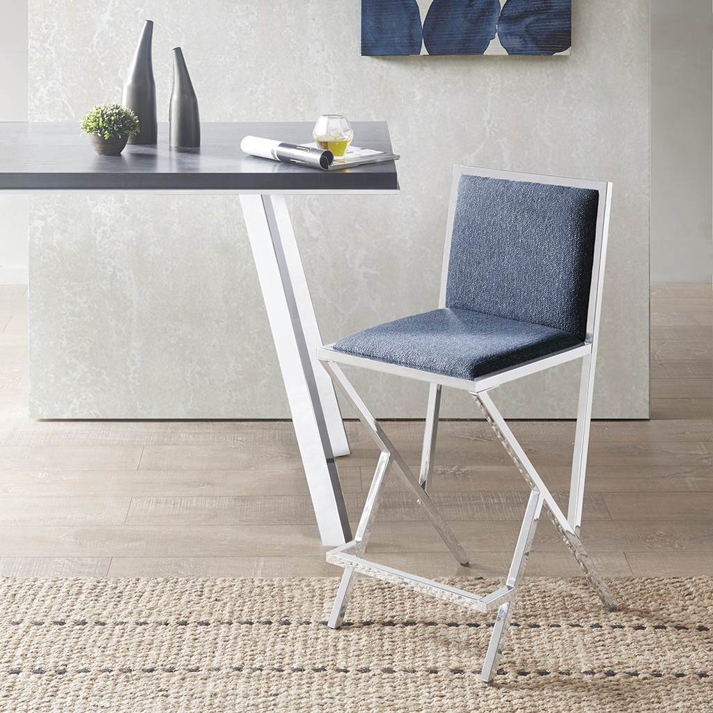 

INK+IVY - Obsidian Barstool - Blue - See below
