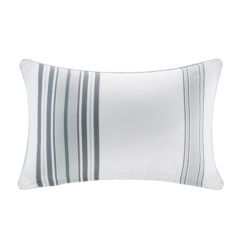 

Madison Park - Newport Printed Stripe 3M Scotchgard Outdoor Oblong Pillow - Grey - 14x20