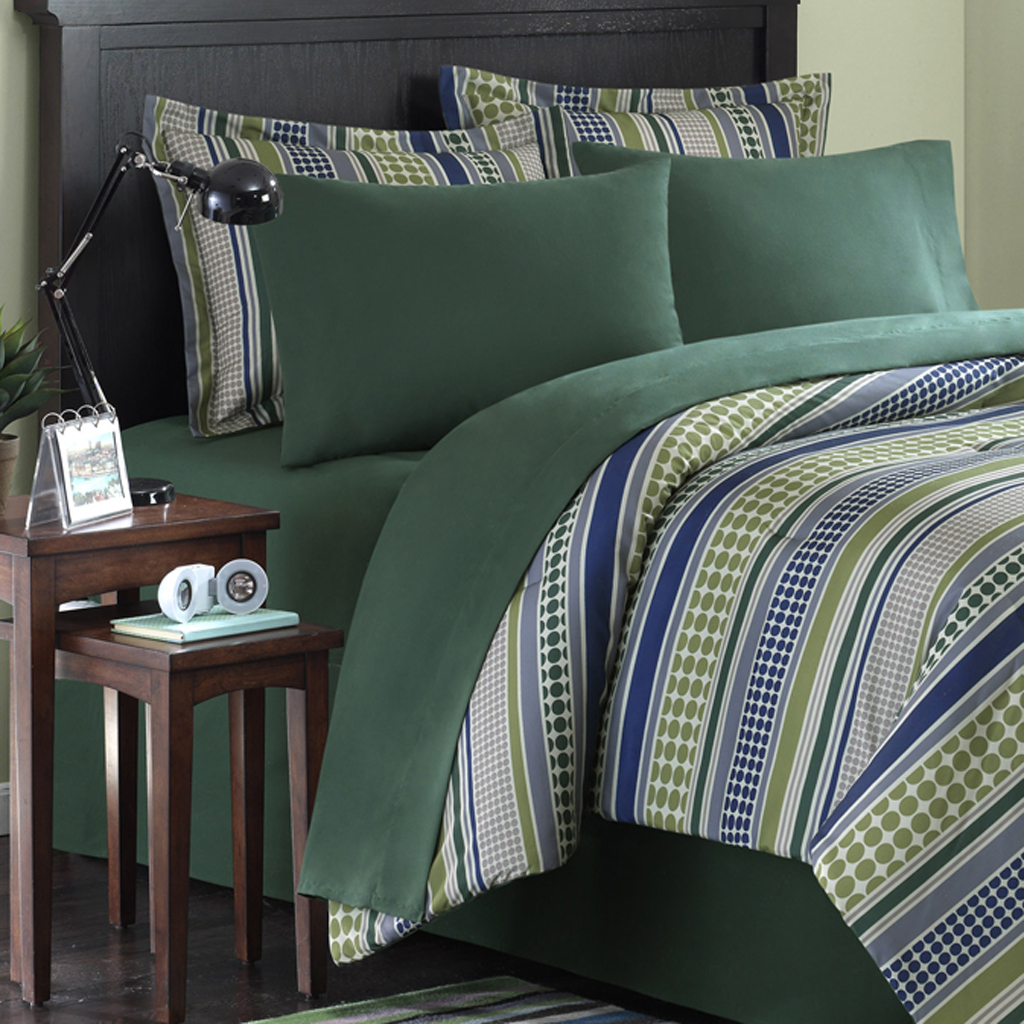 

Mi Zone - Stipple Stripe Sheet Set - Green - Full