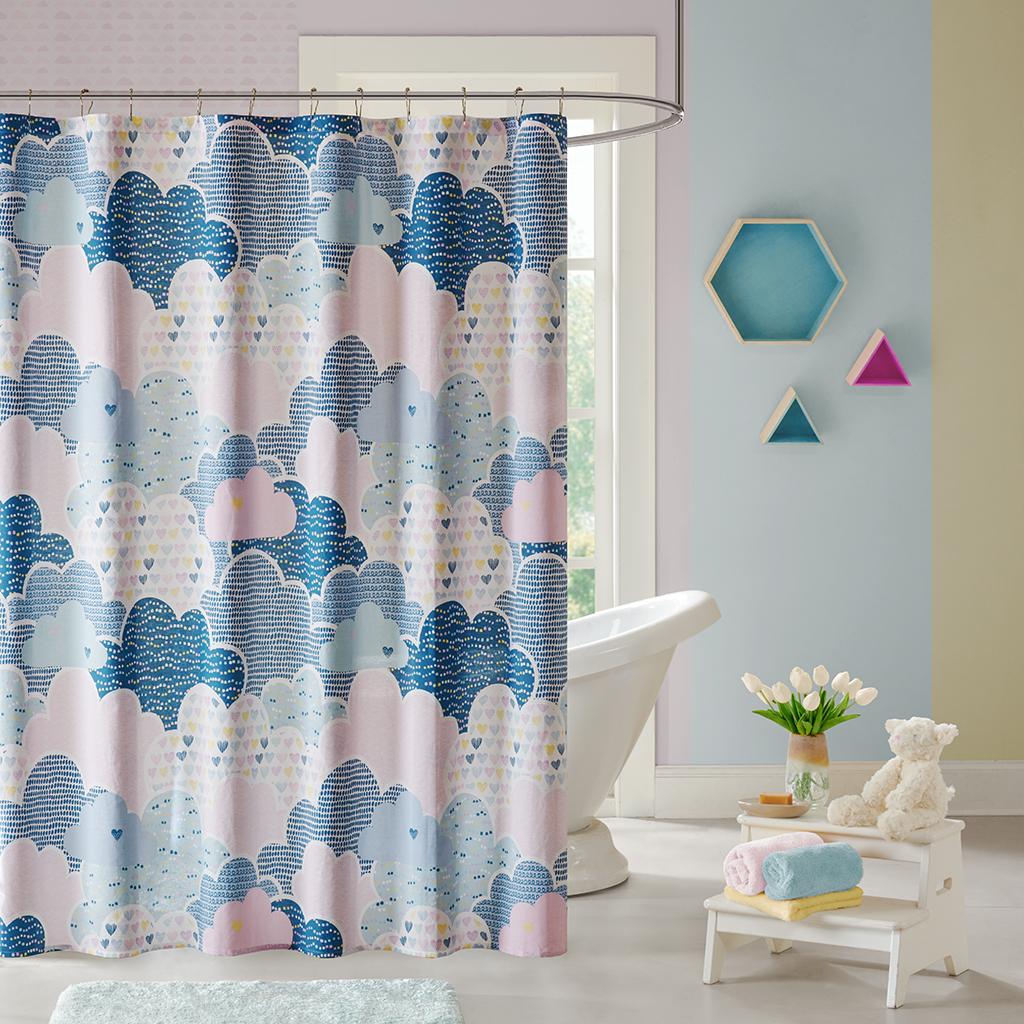 

Urban Habitat Kids - Cloud Cotton Printed Shower Curtain - Blue - 72x72