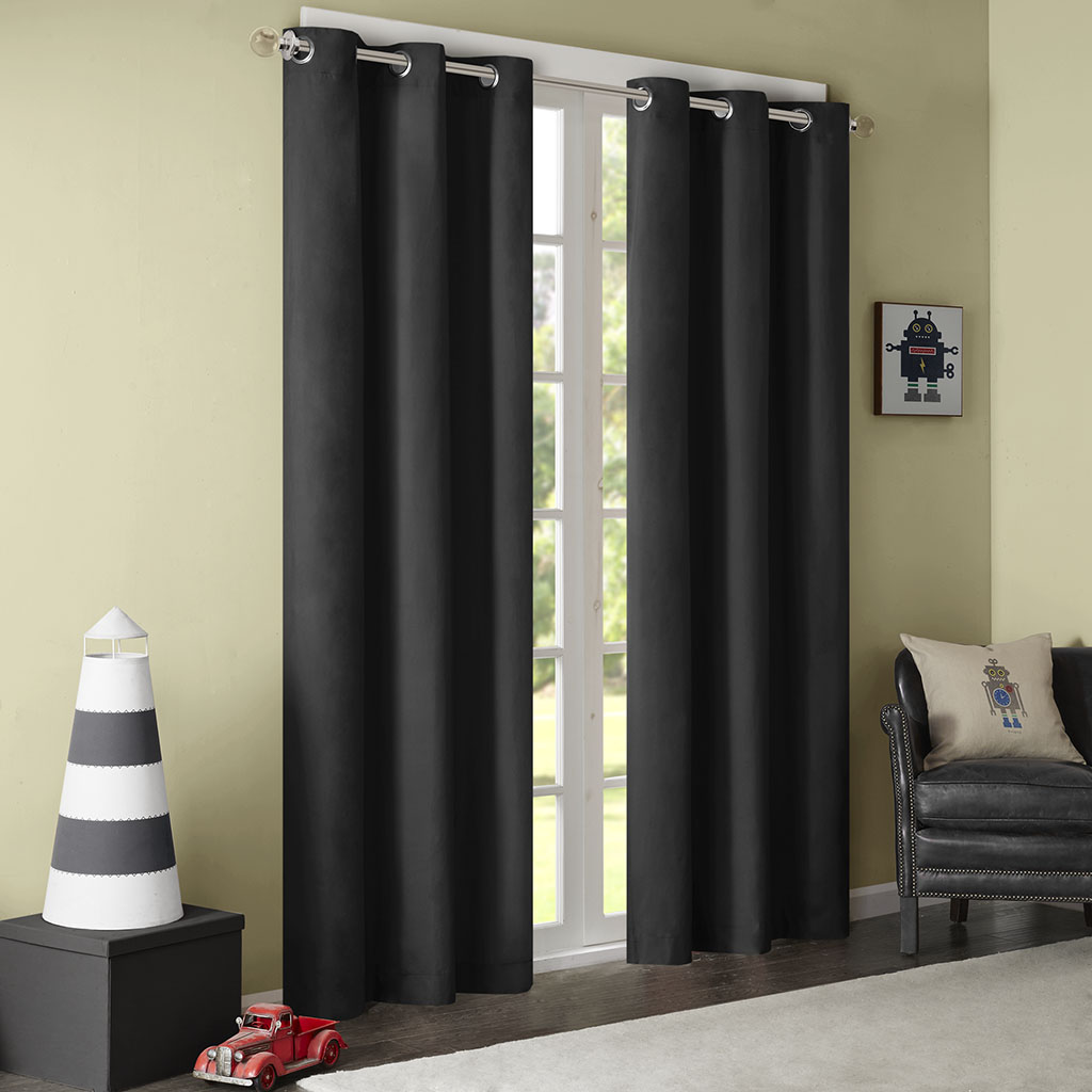 

Mi Zone - Cobi Solid Grommet Top Curtain - Black - 84" Panel