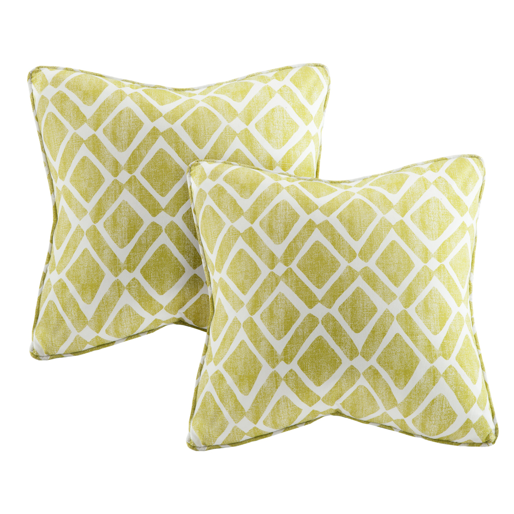 

Madison Park - Delray Diamond Printed Square Pillow Pair - Green - 20x20