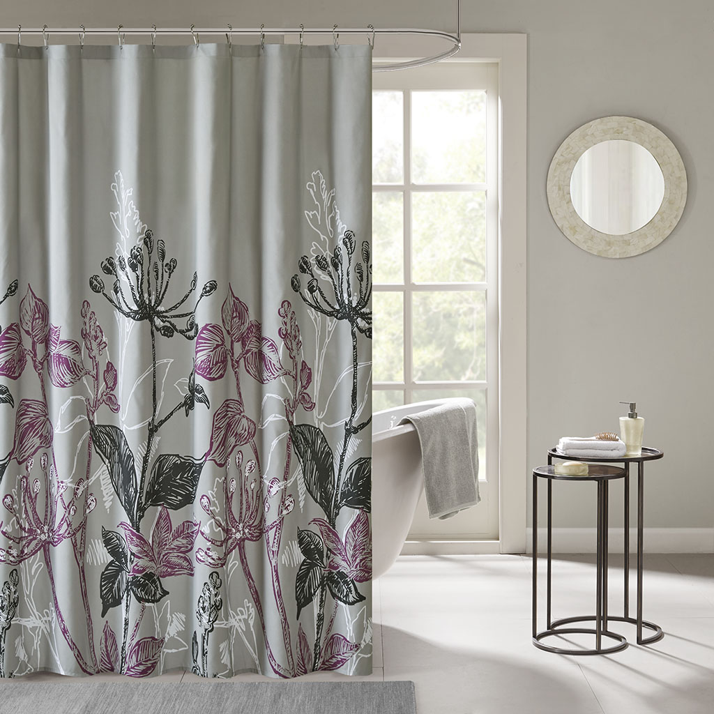 

Madison Park Essentials - Claremont Printed Shower Curtain - Purple - 72x72