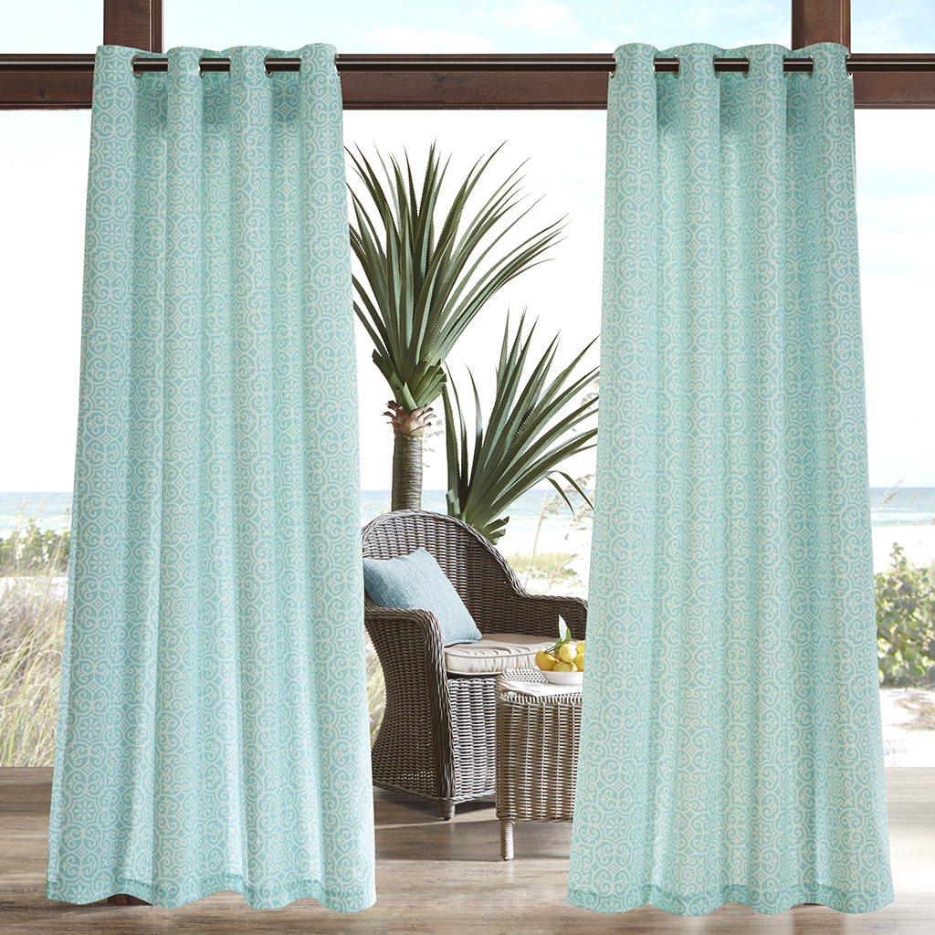 

Madison Park - Aptos Printed Fret 3M Scotchgard Outdoor Panel - Aqua - 108" Panel