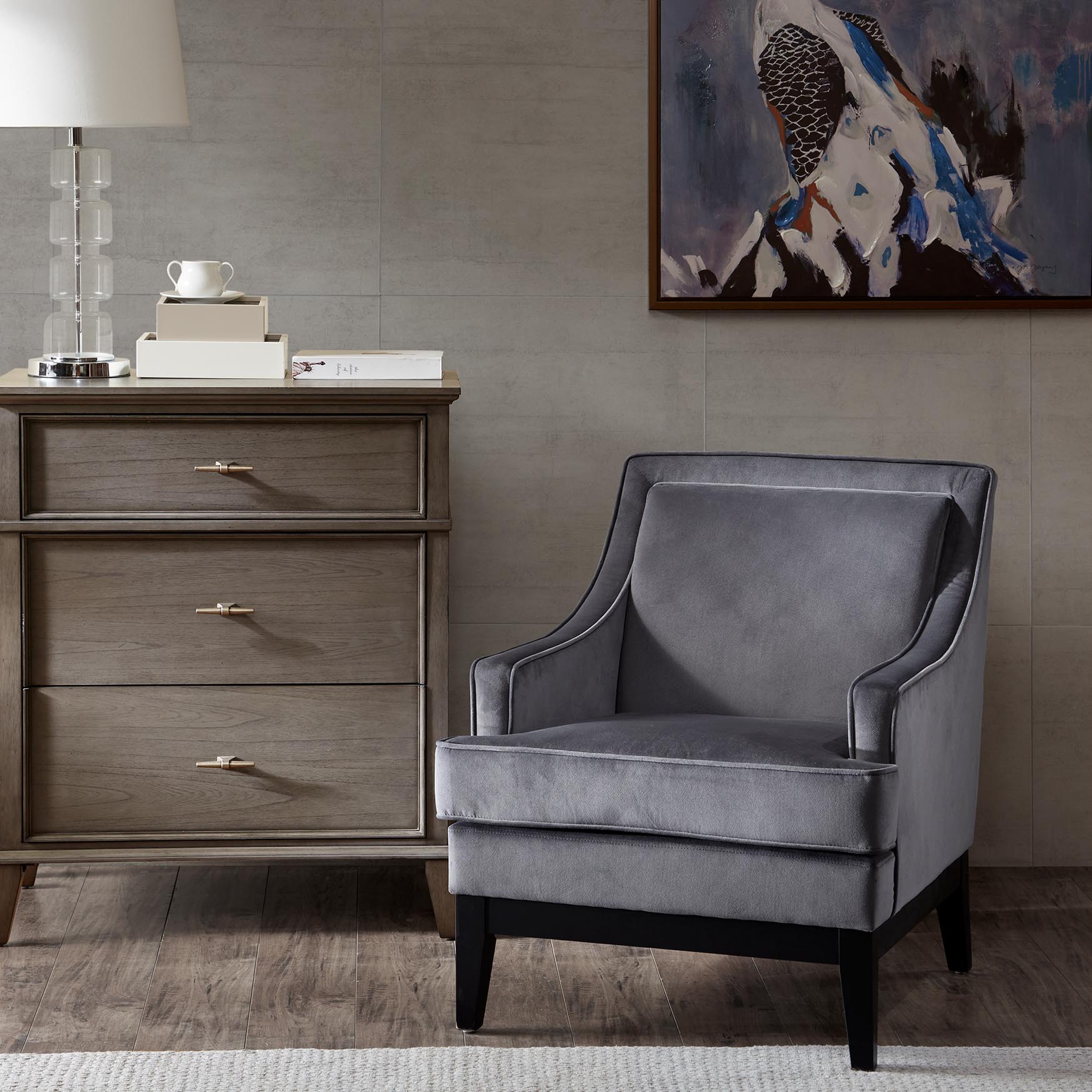 

Madison Park Signature - Derby Arm Chair - Grey/Black Noir - See below
