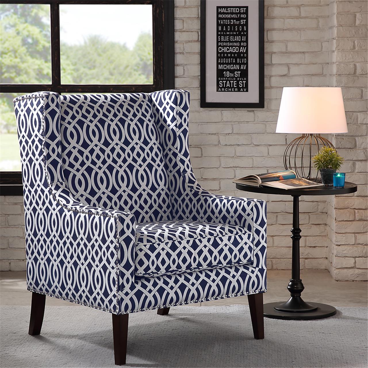 

Madison Park - Barton Wing Chair - Navy - See below