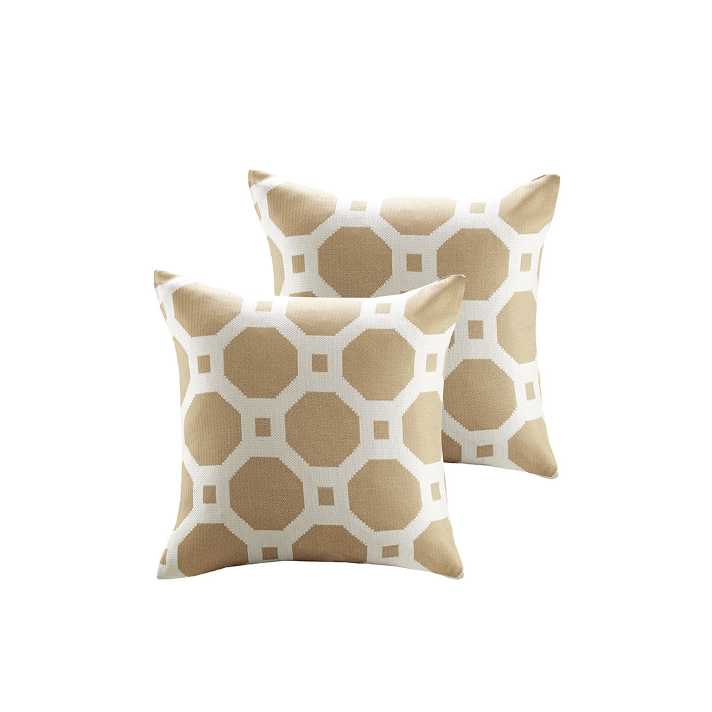 

Madison Park - Charis Poly Jacquard Dec Pillow Pair - Taupe - 20x20