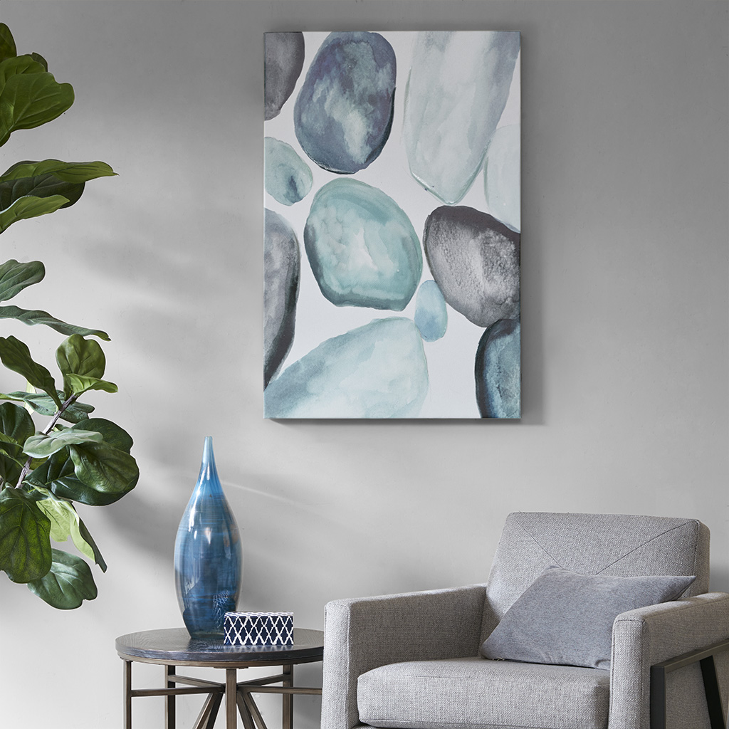 

Madison Park - Pebbles Hand Embellished Canvas - Blue - See below