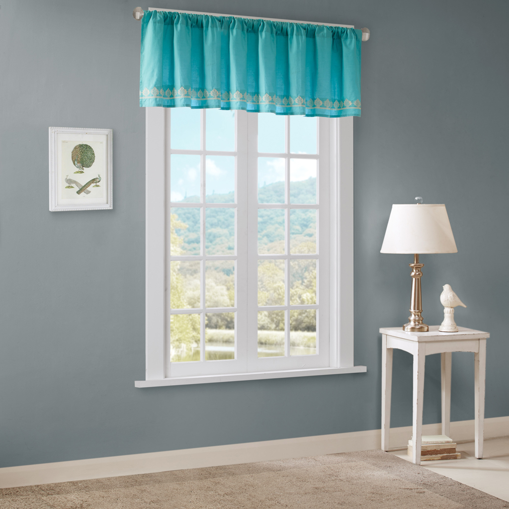 

Madison Park - Nisha Embroidered Valance - Teal - 50x18