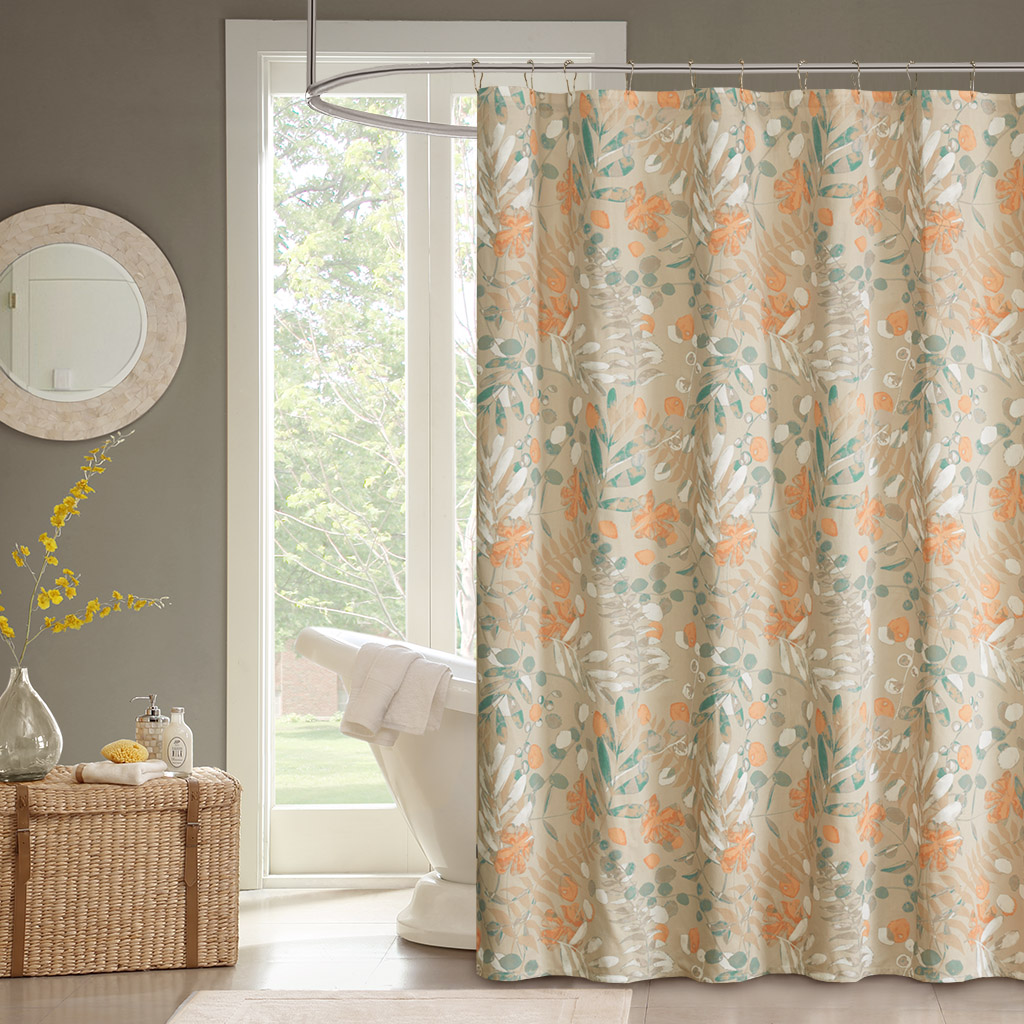 

Madison Park - Fay Cotton Sateen Shower Curtain - Spice - 72x72