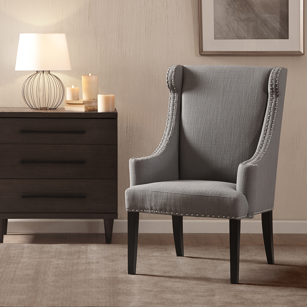

Madison Park - Marcel High Back Wing Chair - Grey - See below