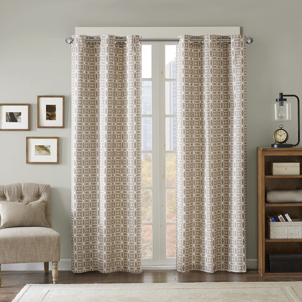 

Madison Park - Interlock Circles Window Curtain Pair - Taupe - 40x84
