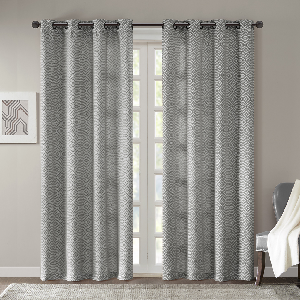 

Madison Park - Simon Diamond Window Curtain Pair - Grey - 84" Panel