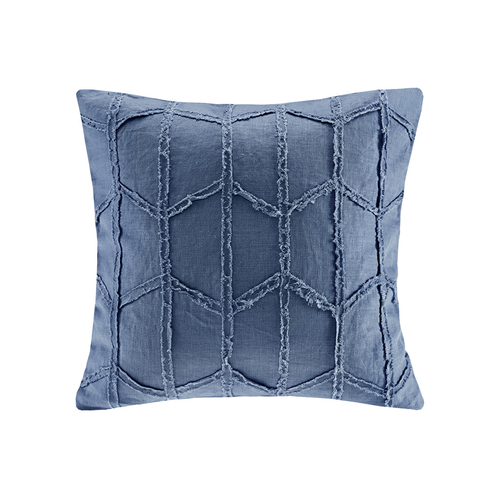 

Harbor House - Frayed Geo Linen Square Dec Pillow - Navy - 20x20