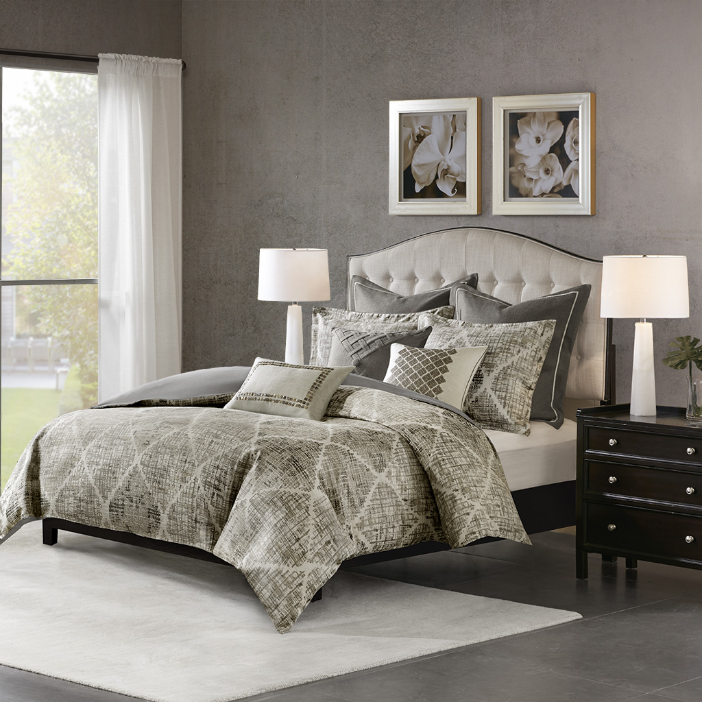 

Madison Park Signature - Plateau Jacquard Comforter Set - Dark Gray - King