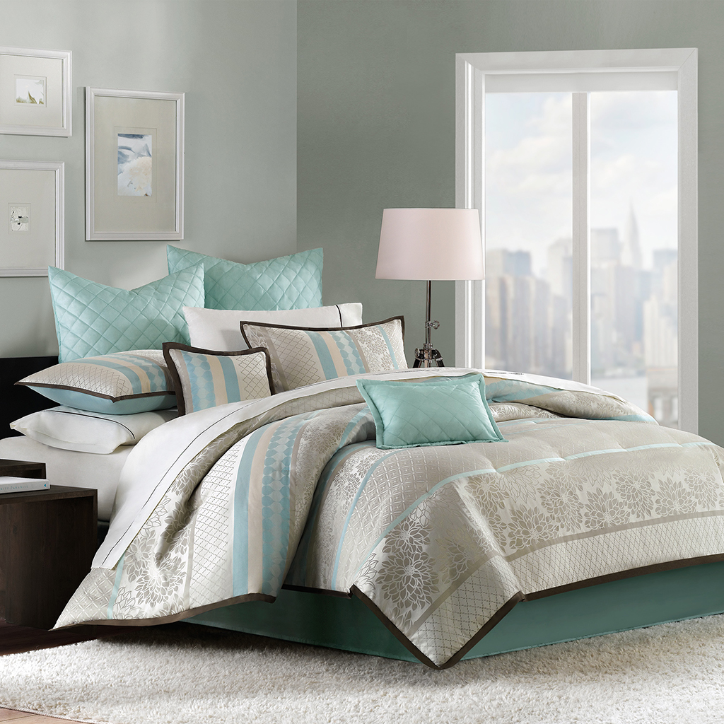 

Madison Park - Paige 8 Piece Comforter Set - Aqua - King
