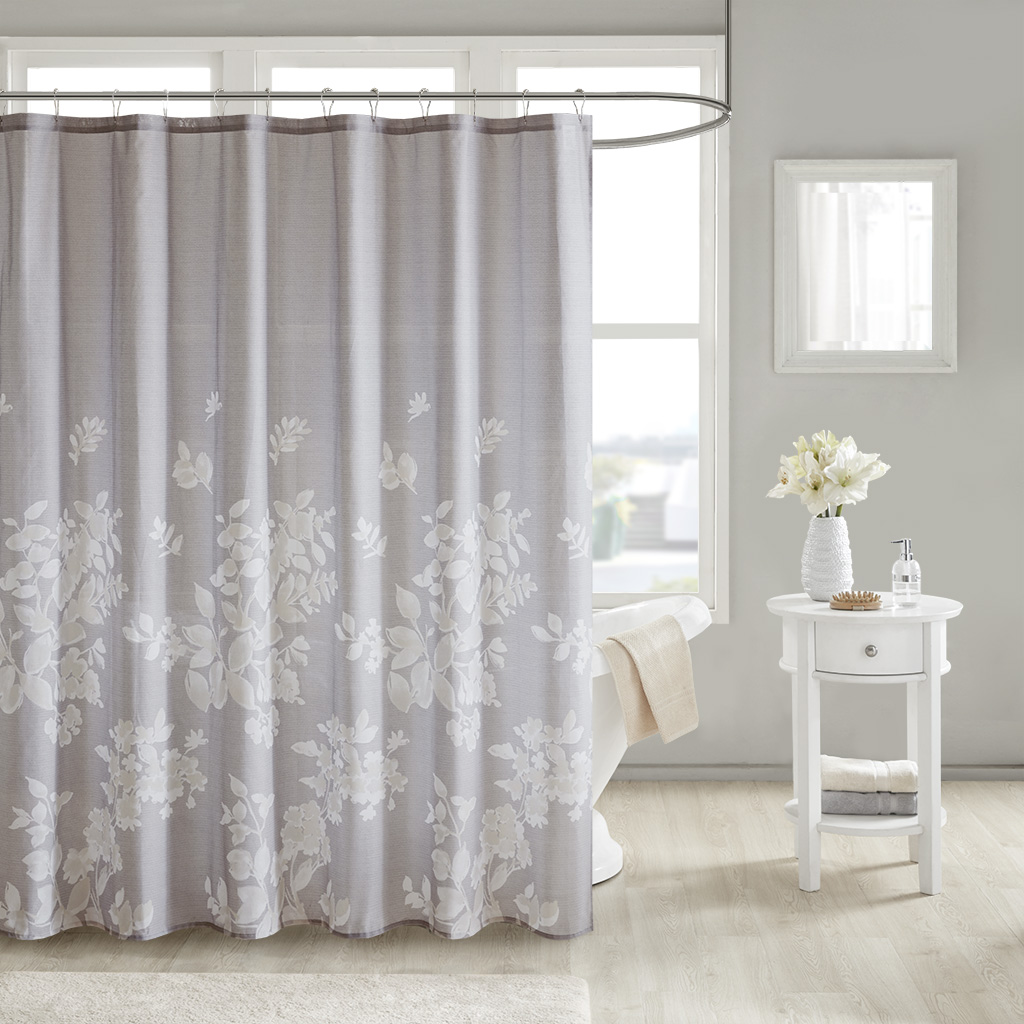 

Madison Park - Marian 100% Cotton Printed Shower Curtain - Grey - 72x72