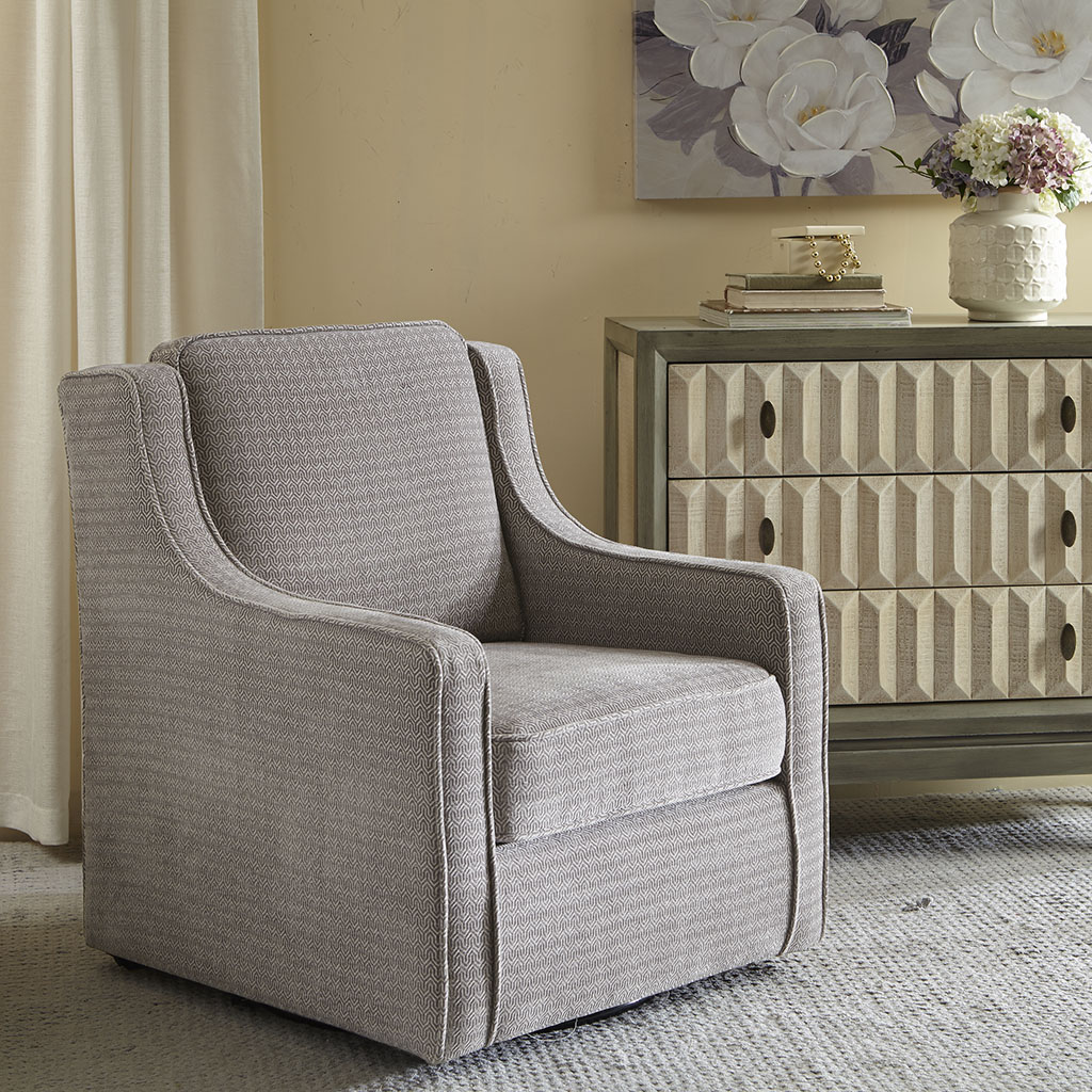 

Madison Park - Harris Chenille Swivel Chair - Grey - See below
