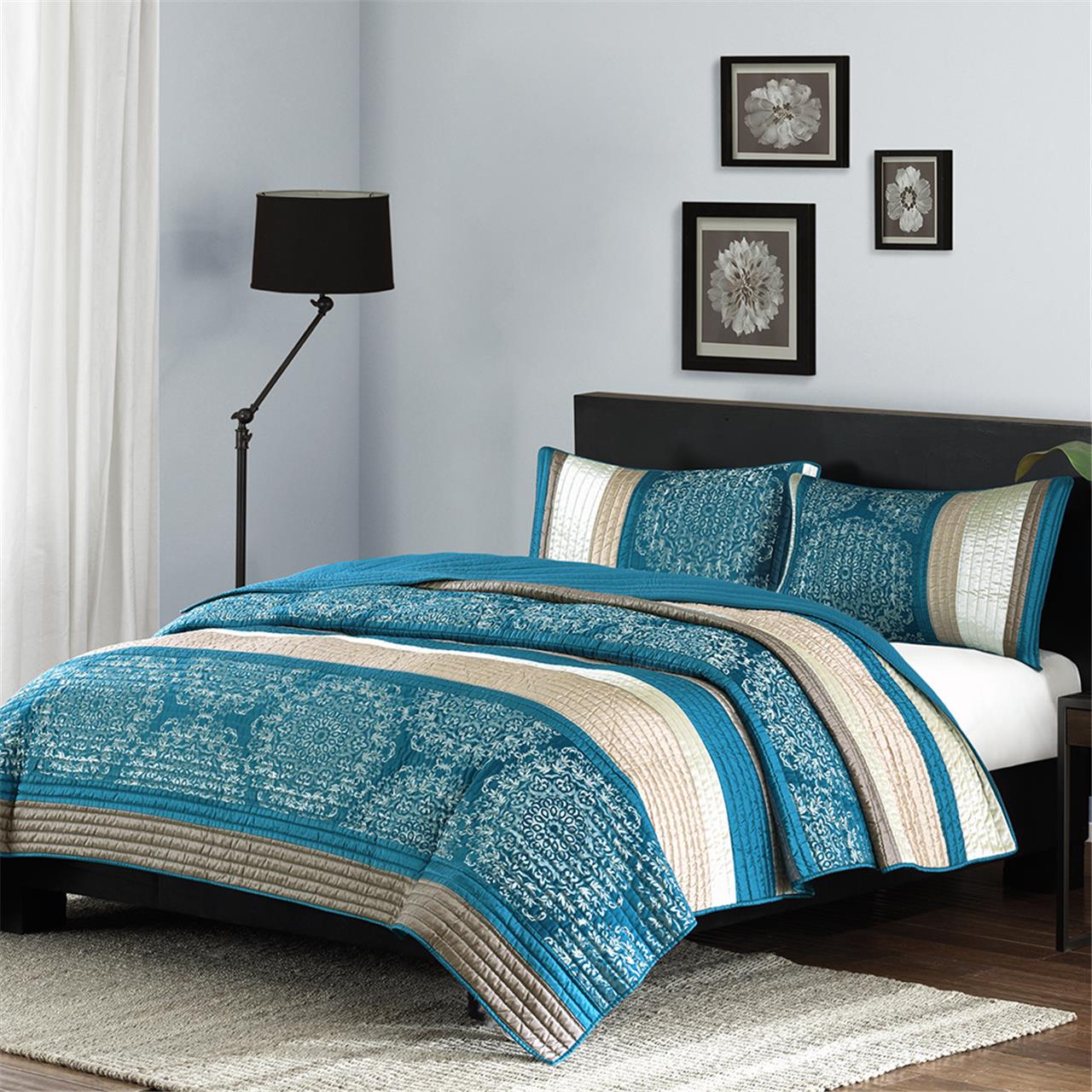 

Home Essence - Zarina Coverlet Mini Set - Teal - King/Cal King