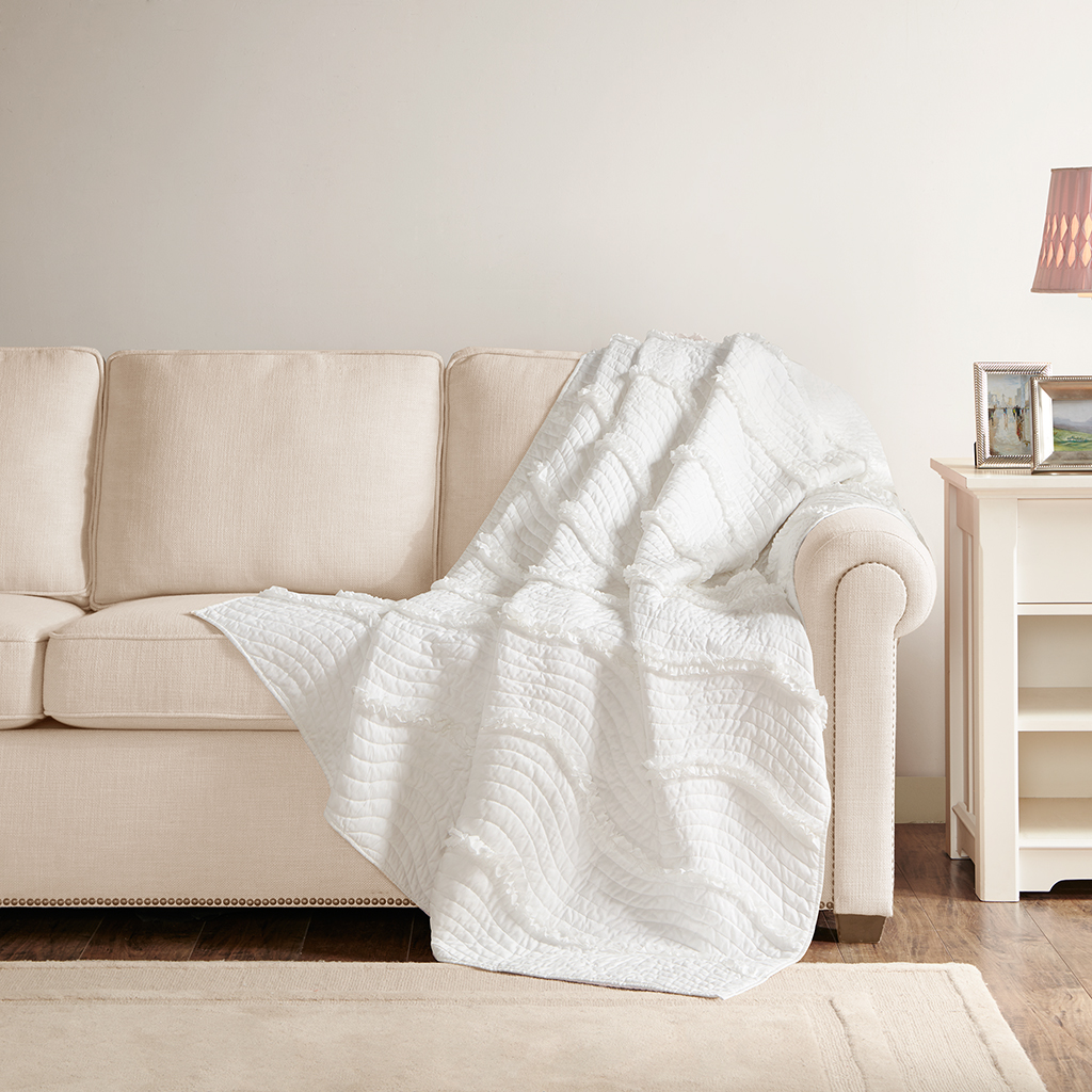 

Madison Park - Juliette Oversized Quilted Throw - White - 60x70